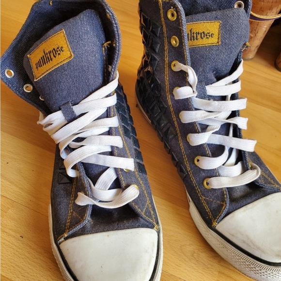 PUNKROSE High top black studded dark denim tennis shoe. - Picture 4 of 4